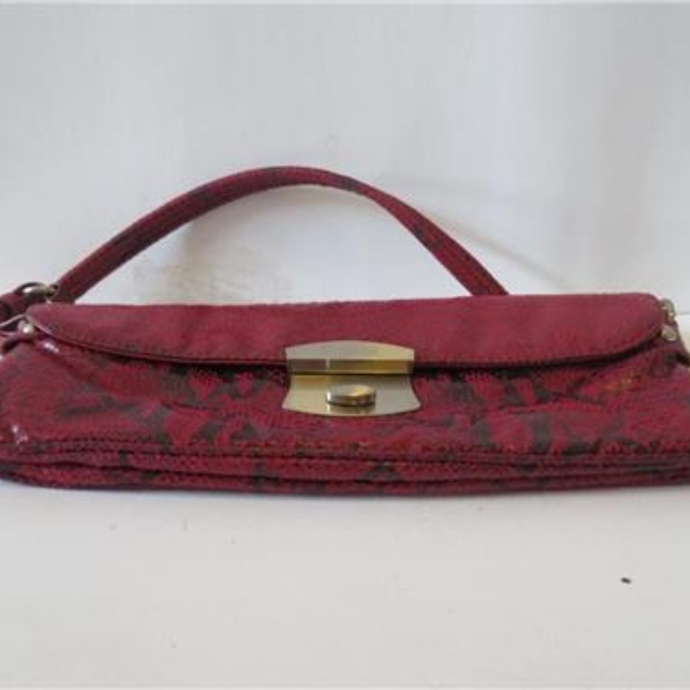 GABOR CRANBERRY, BLACK  LEATHER SHOULDER BAG